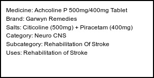 Information about Achcoline P 500mg/400mg Tablet (Brand: Garwyn Remedies) - Uses: Rehabilitation of Stroke