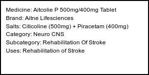 Information about Aitcolie P 500mg/400mg Tablet (Brand: Aitne Lifesciences) - Uses: Rehabilitation of Stroke