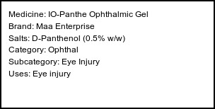 Information about IO-Panthe Ophthalmic Gel (Brand: Maa Enterprise) - Uses: Eye injury