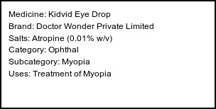 Information about Kidvid Eye Drop (Brand: Doctor Wonder Private Limited) - Uses: Treatment of Myopia
