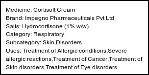 Information about Cortisoft Cream (Brand: Impegno Pharmaceuticals Pvt Ltd) - Uses: Treatment of Allergic conditions,Severe allergic reactions,Treatment of Cancer,Treatment of Skin disorders,Treatment of Eye disorders